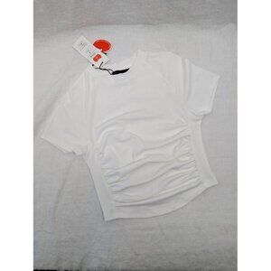 NWT Cider women's size small cropped white t-shirt sinched detail